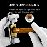 Coupe-Cigare de Luxe en Relief à la Main, Coupe en V, Ciseaux en Métal Cigarloong