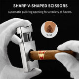 Porte-cigare guillotine 2 en 1 coupe-V acier inoxydable