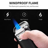 Briquet à Cigare Métallique Coupe-Vent, Torche à Quatre Jets Cigarloong