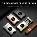 Porte-Cigare à Guillotine 2 en 1 Coupe-V et Ciseaux Inox Cigarloong