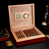 Humidor en Bois de Cèdre pour 35 Cigares, Finition Piano