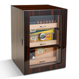 Boîte à Cigares à 3 Niveaux, Bois de Cèdre, Armoire, Finition Piano, Porte en Verre, 150 Pièces Cigarloong