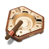 Cendrier à Cigares en Bois Massif et Alliage, 3 Fentes, Grand Calibre Cigarloong