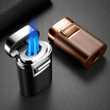 Briquet à Cigare Métallique Coupe-Vent, Torche à Quatre Jets Cigarloong