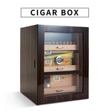 Boîte à Cigares à 3 Niveaux, Bois de Cèdre, Armoire, Finition Piano, Porte en Verre, 150 Pièces Cigarloong