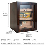 Boîte à Cigares à 3 Niveaux, Bois de Cèdre, Armoire, Finition Piano, Porte en Verre, 150 Pièces Cigarloong