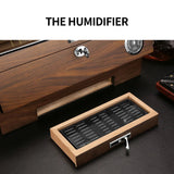 Humidificateur à Cigares avec Verrouillage de Sécurité, Dessus en Verre, Hygromètre Cigarloong