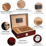 Humidificateur à Cigares Vintage avec Hygromètre, Boîte Élégante Finition Piano, 48 Pièces Cigarloong