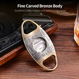 Coupe-Cigare en Acier Inoxydable, Double Tranchant Bronze Gravé, Guillotine Cigarloong
