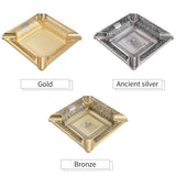 Cendrier à Cigares Carré Sculpté Classique, 4 Fentes, Grand Diamètre, Cuivre Cigarloong