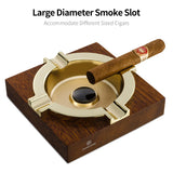Cendrier Cigares Bois Merbau Doré - Cigarium™