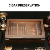 Humidificateur à Cigares avec Verrouillage de Sécurité, Dessus en Verre, Hygromètre Cigarloong