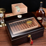 Boîte à Cigares avec Hygromètre, Grande Boîte de Bureau, 50 Cigares Cigarloong