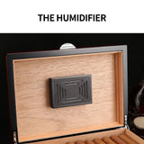 Humidificateur à Cigares Vintage avec Hygromètre, Boîte Élégante Finition Piano, 48 Pièces Cigarloong