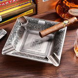 Cendrier à Cigares Carré Sculpté Classique, 4 Fentes, Grand Diamètre, Cuivre Cigarloong