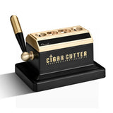 Coupe-Cigare de Bureau de Luxe, Ciseaux Inox, 4 Trous, Guillotine Boîte en Bois Cigarloong