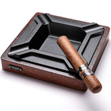 Cendrier Cigares Carré Bois Luxe Rétro - Cigarium™