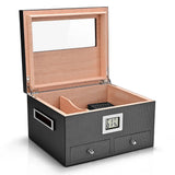 Humidificateur de Cigares de Luxe, Bois de Cèdre Coupe-Vent, Hygromètre, 45 Cigares Cigarloong