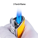 Briquet à Gaz Butane Rechargeable, Coupe-Vent, Flamme à 4 Jets Cigarloong