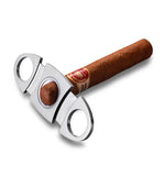 Couteau Coupe-Cigare de Poche en Acier Inoxydable Argenté, Ciseaux à Double Lames Cigarloong