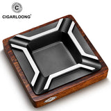 Cendrier à Cigares Carré, Base en Bois, Fente en Métal, Luxe Rétro Cigarloong