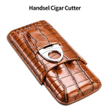 Étui à Cigares en Cuir Marron, Voyage, 3 Tubes, Coupe-Cigare Inclus Cigarloong