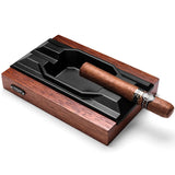 Cendrier à Cigares Carré, Base en Bois, Fente en Métal, Luxe Rétro Cigarloong