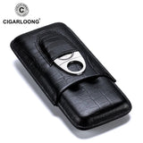 Étui à Cigares en Cuir Marron, Voyage, 3 Tubes, Coupe-Cigare Inclus Cigarloong