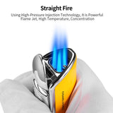 Allume-Cigare à 3 Flammes Bleues, Torche en Métal Coupe-Vent de Poche, avec Poinçon Cigarloong