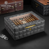 Humidor en Cèdre à Double Compartiment, Grande Capacité, Scellé, Humidificateur Intégré et Hygromètre Cigarloong