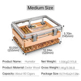 Étui à Cigares Portable avec Humidificateur et Hygromètre, Bois de Cèdre, Boîte Transparente Scellée Cigarloong