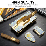 Ensemble accessoires cigare, cendrier métal grand diamètre, ciseaux lisses, briquet coupe-vent, 3 pièces Cigarloong