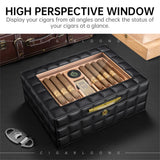 Humidor en Cèdre à Double Compartiment, Grande Capacité, Scellé, Humidificateur Intégré et Hygromètre Cigarloong