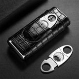 3-Pack Étui à Cigares en Cuir Portable, Support Boîte de Rangement avec Coupe-Cigare Pointu en Acier Inoxydable - Cigarium™