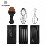 Accessoires pour Cigares, Ensemble de 4 Pièces, Cendrier, Couteau, Boîte en Bois Massif Cigarloong