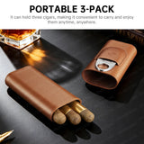 Ensemble Cigares en Cuir avec Coupe-Cigares Inox, Étui 3 Pièces Cigarloong