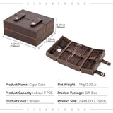 Boîte à Cigares en Cuir Véritable de Vache, Rangement pour 7 Cigares, Multifonctionnelle, Rétro Cigarloong