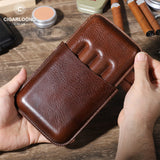 Étui à cigares vintage cuir véritable 4 places