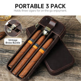 Étui à Cigares Portable Voyage, Mode Rétro, Cuir Qualité Supérieure, 3 Cigares Cigarloong