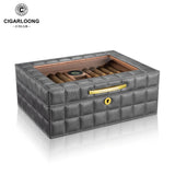 Humidor en Cèdre à Double Compartiment, Grande Capacité, Scellé, Humidificateur Intégré et Hygromètre Cigarloong