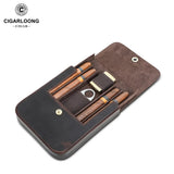 Étui à Cigares Portable, Humidor Rétro Marron en Cuir de Qualité Supérieure, pour 4 Cigares Cigarloong