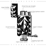 Allume-Cigare Multifonctionnel Diamant 4 en 1, Coupe en V, Perforateur, Porte-Cigare Cigarloong