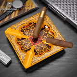 Cendrier à Cigares Céramique Grand Calibre, 4 Fentes, Base Étoile Peinte Main Cigarloong