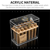Boîte à Cigares Transparente en Acrylique, Grande Capacité, Thermomètre Intégré Cigarloong