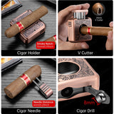 Ciseaux à Cigares Multifonctionnels 4 en 1, Forme en V, Fourchette en Diamant Cachée Cigarloong