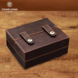 Boîte à Cigares en Cuir Véritable de Vache, Rangement pour 7 Cigares, Multifonctionnelle, Rétro Cigarloong