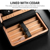 Étui à Cigares avec Humidificateur Portable, Ensemble de Voyage 4 Pièces, Boîte Cèdre Intérieure Cigarloong