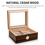 Humidor Cèdre Espagnol, Boîte avec Hygromètre, Étagères de Rangement, Grande Capacité Cigarloong