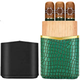 Étui à Cigares en Cuir, Lot de 3, Doublure en Bois de Cèdre Naturel Cigarloong