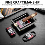 Ensemble Fumeur de Luxe : Cendrier 2 Fentes, Coupe-Cigare et Briquet Double Flamme Cigarloong